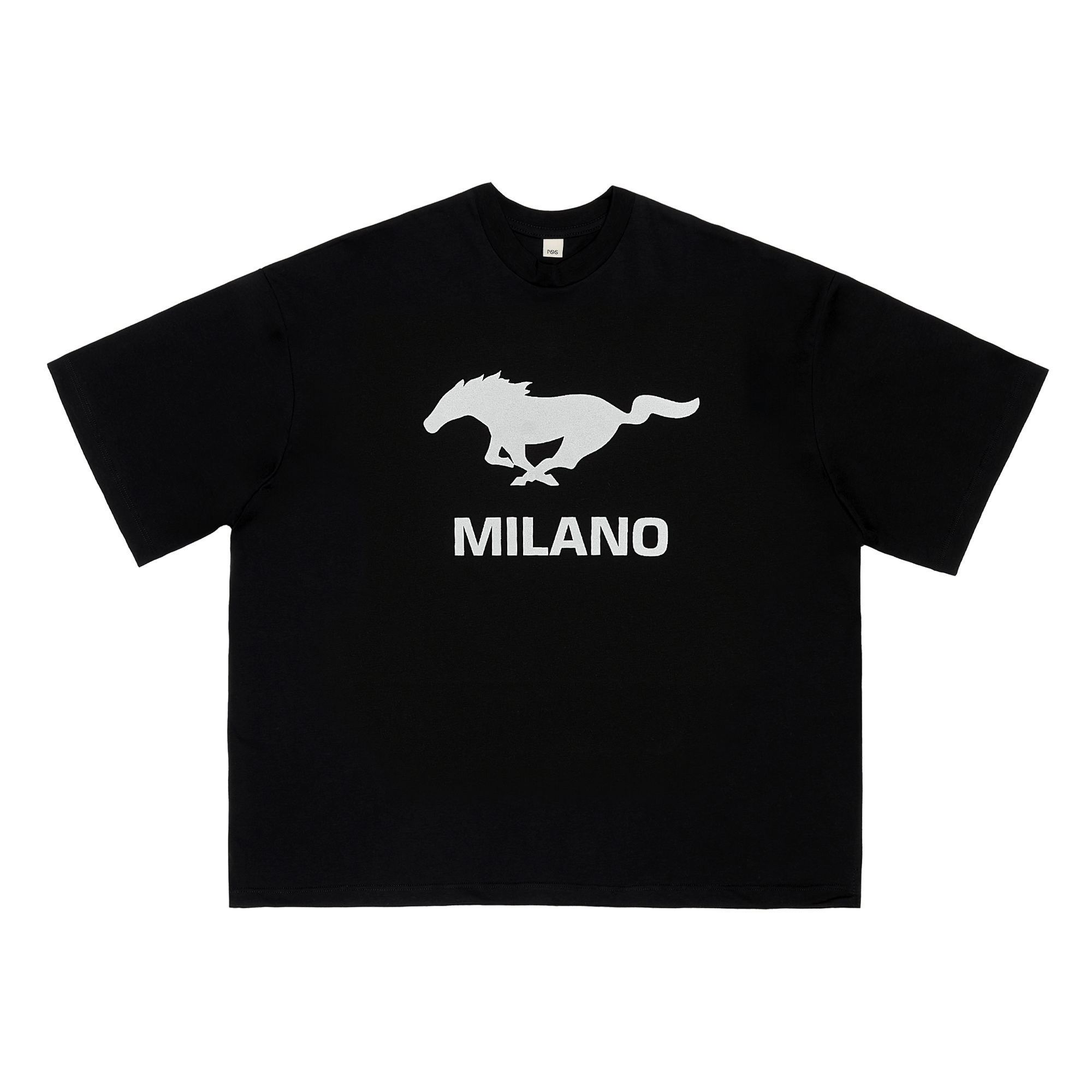 Boxy T-shirt Milano Horses Black