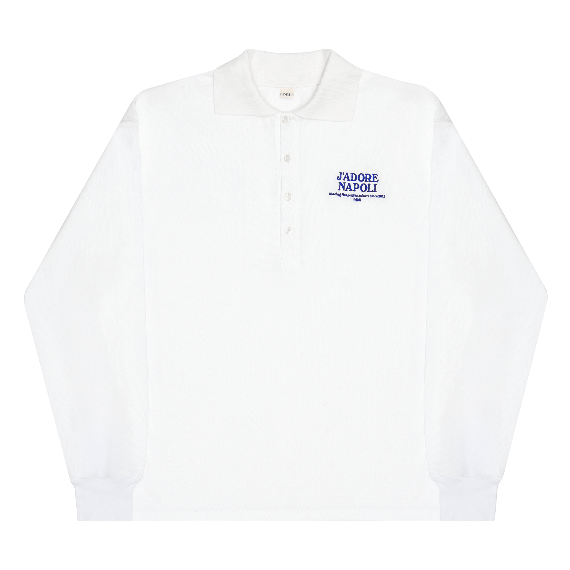 Embroidered Polo Boxy Long Sleeve White