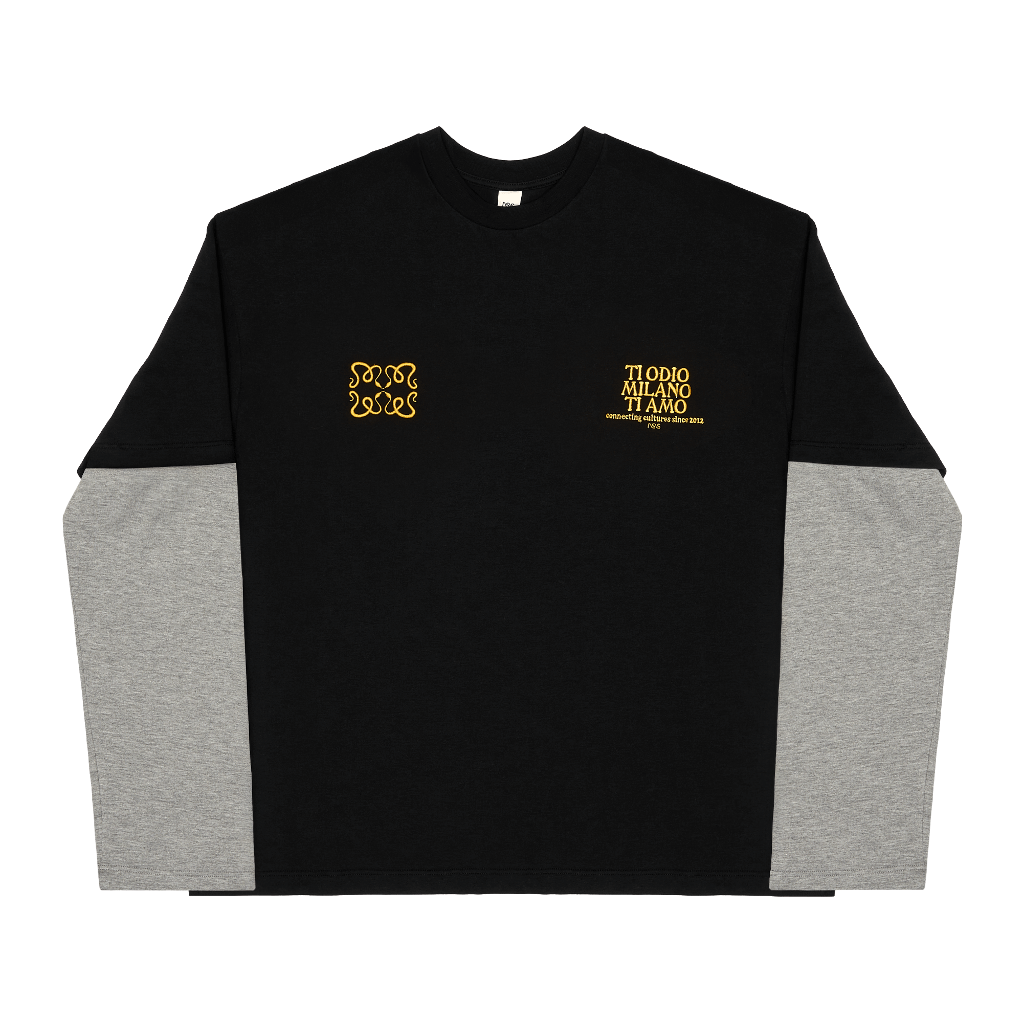 Embroidered Layer Long Sleeve Black/Grey