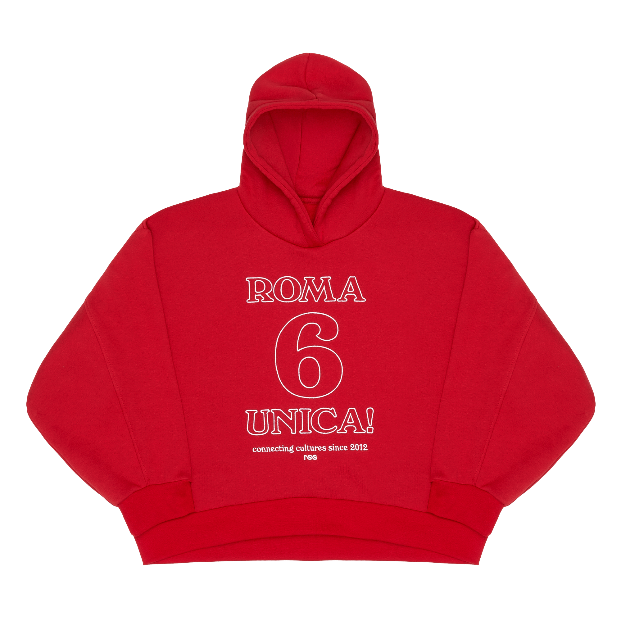 Embroidered Boxy Hoodie Red